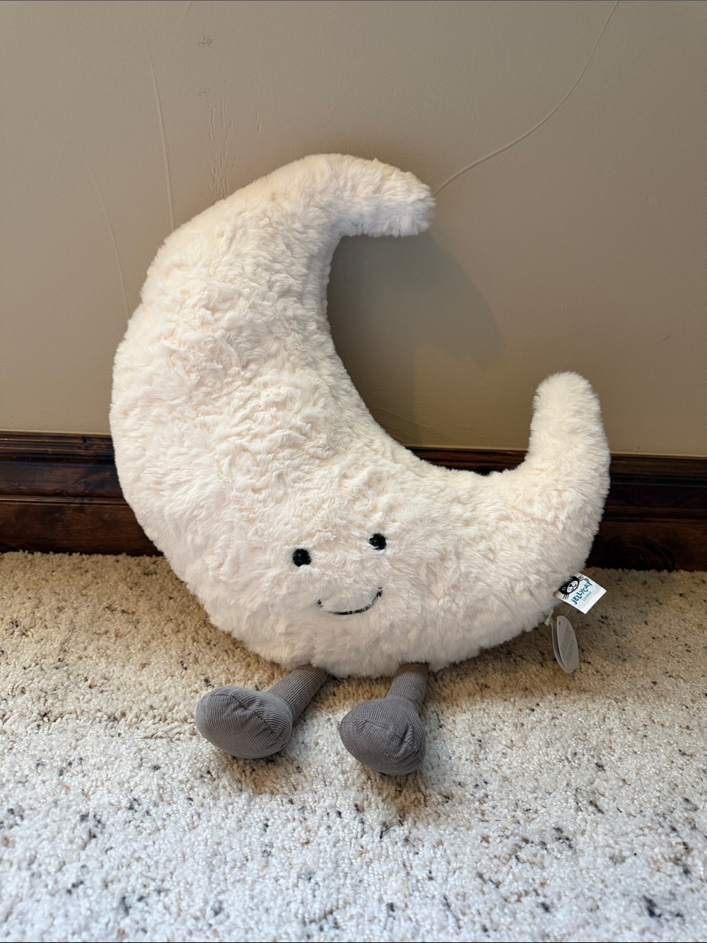 Jellycat Cream Crescent Moon Plush with Gray Legs